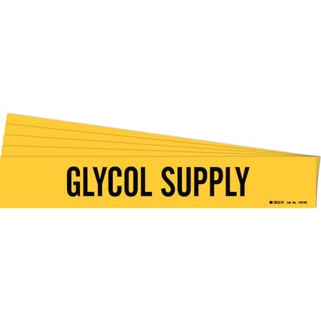 GLYCOL SUPPLY Pipe Marker Style 1 Polyester Black On Yellow 1 Per Card, 5 PK